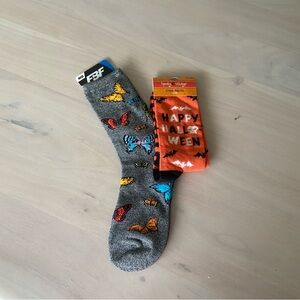 FBF butterfly print crew socks and Spooky Village Happy Halloween Socks